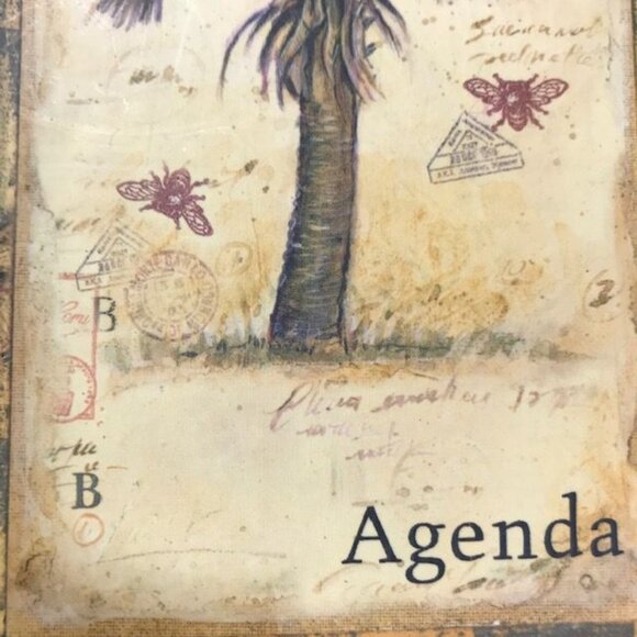 Palm Tree Travel Stamp Agenda Calendar Notes Trifold Magnetic Closure Planner - Picture 4 of 16